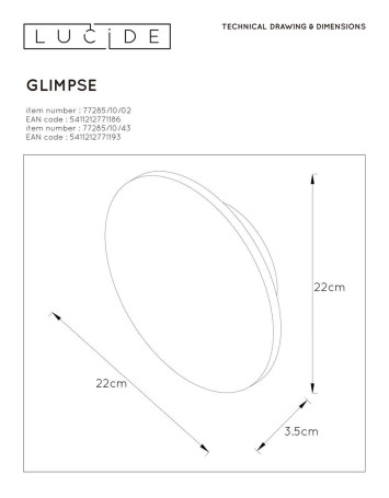 Настенный светодиодный светильник Lucide Glimpse 77285/10/43