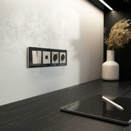 Выключатель двухклавишный проходной с подсветкой (дымчатый) W1222104/ a069459