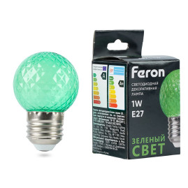 Лампа светодиодная Feron E27 1W зеленая LB-385 52163