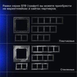 Выключатель встраиваемый Voltum S70 одноклавишный 10А, (графит) VLS010107