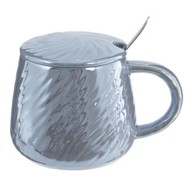 Кружка с крышкой и ложкой, 350 мл, L12,5 W9,5 H9 см