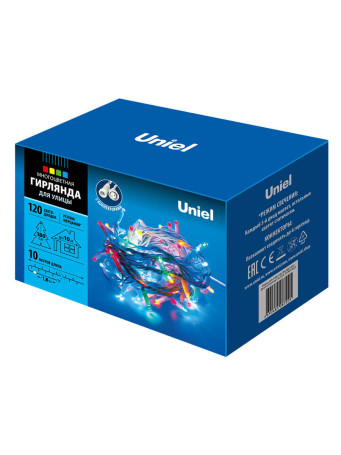 Светодиодная гирлянда Uniel 220V разноцветная с мерцанием ULD-S1000-120/TWK MULTI IP67 UL-00001353