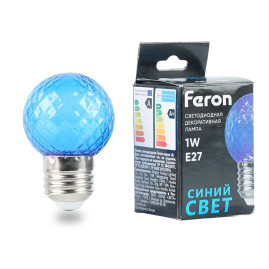 Лампа светодиодная Feron E27 1W синяя LB-385 52162