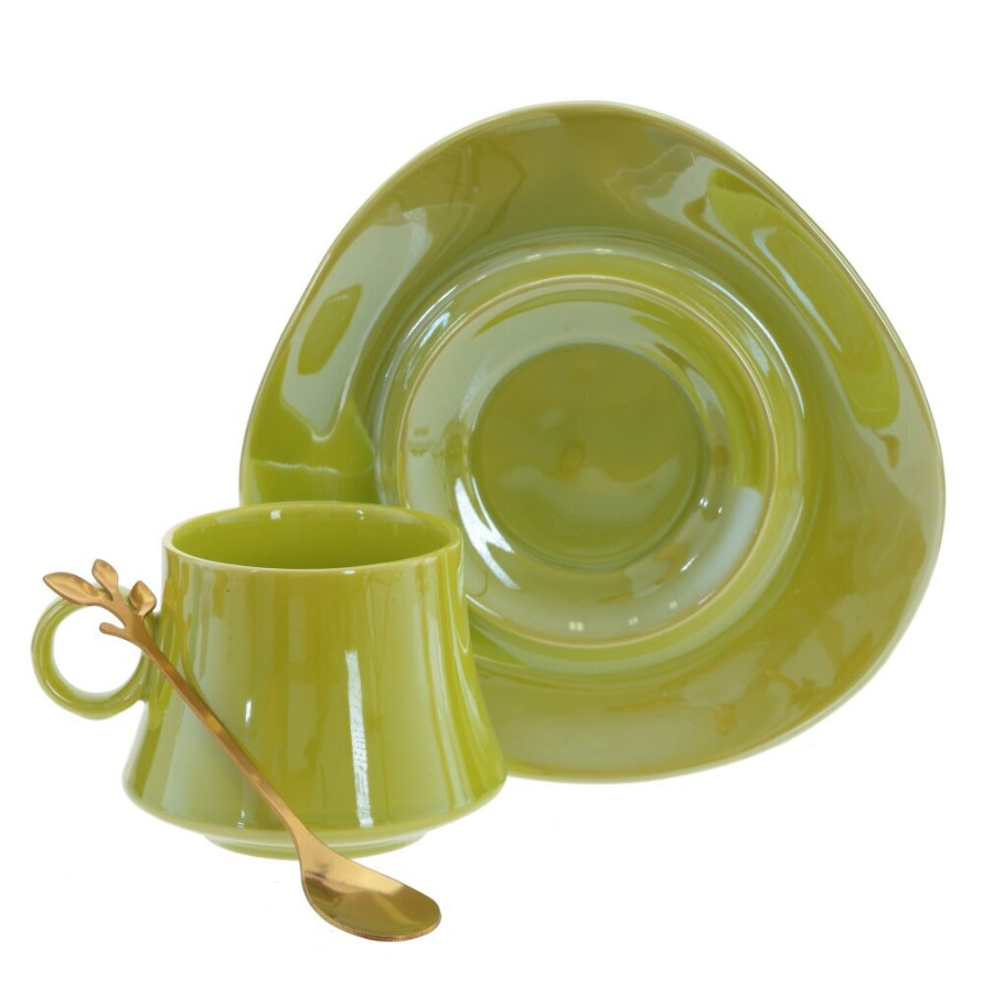 Кружка с блюдцем и ложкой, 200 мл, L16 W15,5 H8,5 см