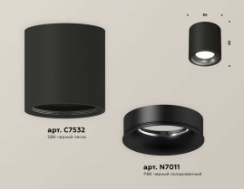 Комплект накладного светильника Ambrella light Techno Spot XS7532021 SBK/PBK черный песок/черный полированный (C7532, N7011)