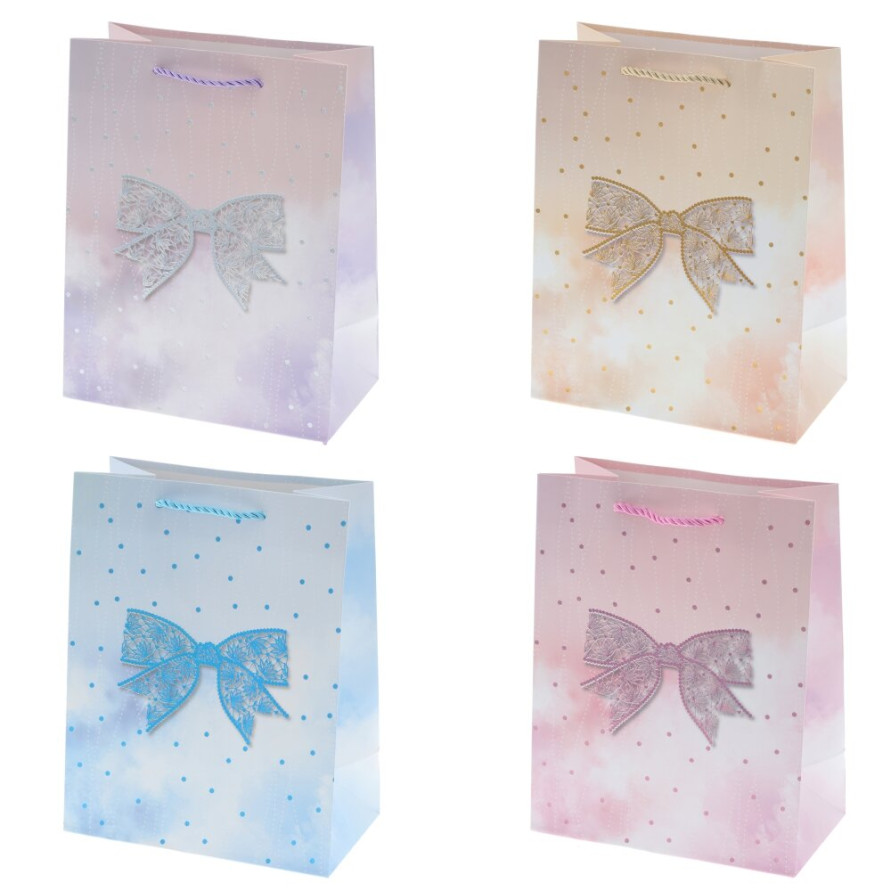 Пакет подарочный S (бумага 210г/м2, блок микс 12шт), L18 W10 H23 см, 4в.