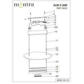 Подвесная люстра Mantra Sun Ii 9423