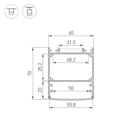 Профиль Arlight Line-6070-2000 Anod Black 046402