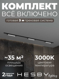 Накладная однофазная трековая система Hesby Lighting Skylite №1 со светильниками HSBL_kompl_S001_NI3B3K