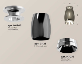 Комплект накладного светильника Ambrella light Techno Spot XS1123040 DCH/PSL черный хром/серебро полированное (N6903, C1123, N7032)
