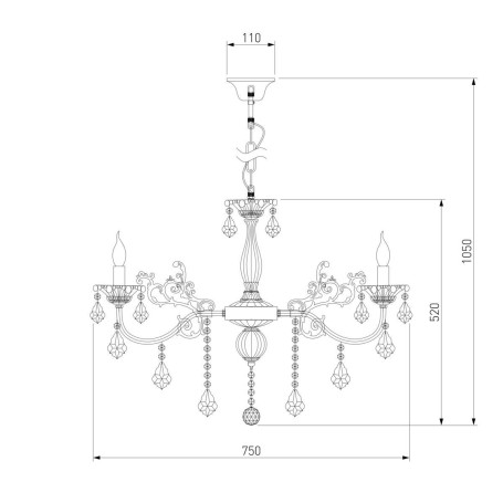 Подвесная люстра Eurosvet 3281/8 античная бронза/прозрачный хрусталь Strotskis
