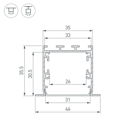 Профиль встраиваемый Arlight Linia49-F-S-2000 Anod 041650