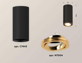 Комплект накладного светильника Ambrella light Techno Spot XS7443004 SBK/PYG черный песок/золото желтое полированное (C7443, N7004)