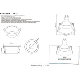 Встраиваемый светильник Crystal Lux CLT 052C BL-GO
