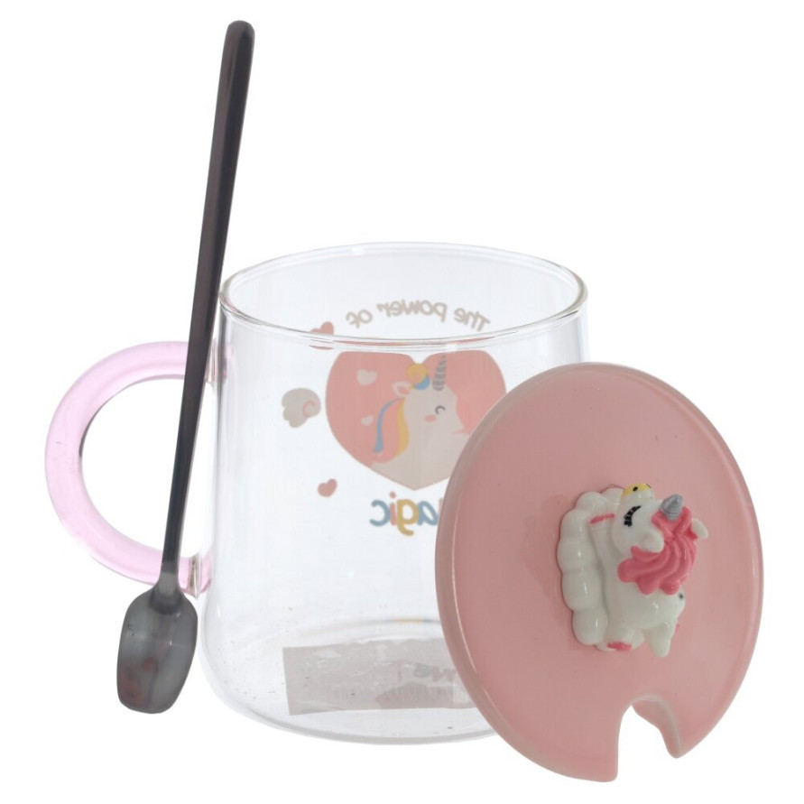 Кружка с крышкой и ложкой, 400 мл, L12,5 W9 H12 см