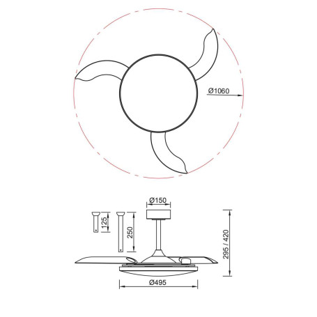 Люстра-вентилятор Mantra SLIM FAN 9055