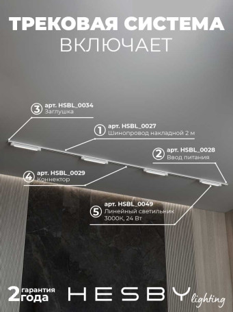 Трековая система со светильниками №1 однофазная накладная Hesby Lighting Skylite HSBL_kompl_S001_NI4W3K