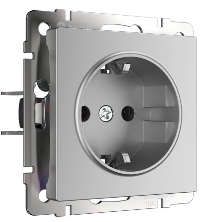 Розетка с заземлением Werkel серебряный W1171006 4690389157707