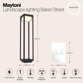 Ландшафтный светодиодный светильник Maytoni Baker Street O021FL-L10B3K