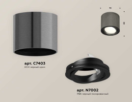 Комплект накладного светильника Ambrella light Techno Spot XS7403001 DCH/PBK черный хром/черный полированный (C7403, N7002)