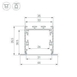 Профиль встраиваемый Arlight Linia49-F-S-2500 Anod 041871