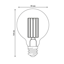 Лампа светодиодная Uniel E27 5W 3000K прозрачная LED-G95-5W/3000K/E27/CL GLY01TR UL-00011942