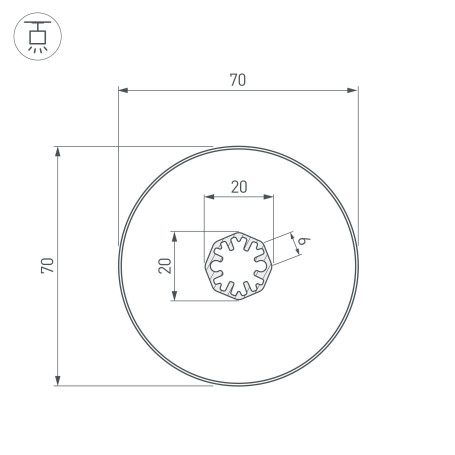 Встраиваемый профиль SL-ROUND-D70-360deg-2000 ANOD 037770