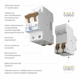 Автоматический выключатель Werkel 2P 25A C 6kA W902P256 4690389192791