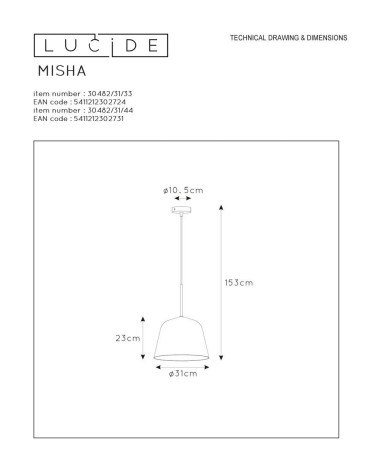 Подвесной светильник Lucide Misha 30482/31/33