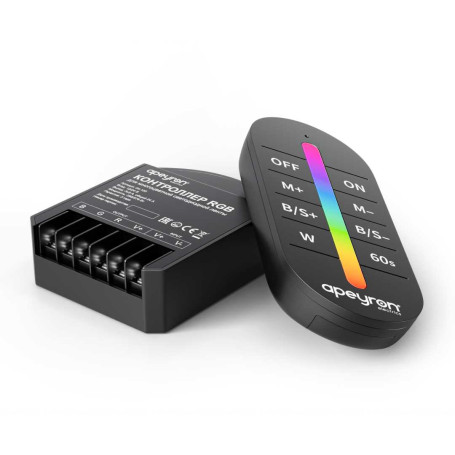 Контроллер Apeyron RGB 12В/24В, 3 канала, ПДУ RF сенсорный 04-103