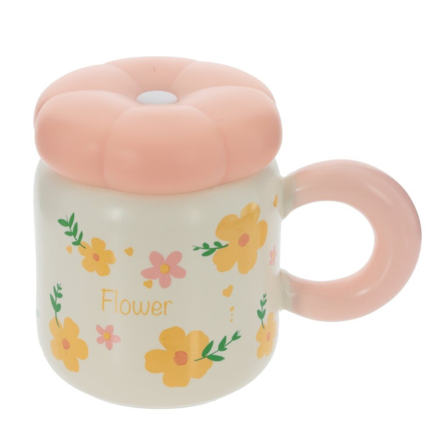 Кружка с крышкой, 400 мл, L13,5 W9 H11 см