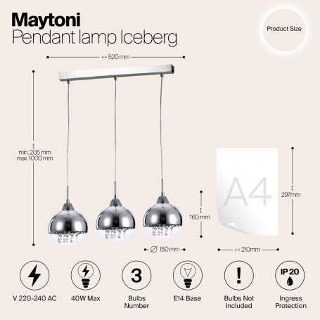 Подвесной светильник Maytoni Iceberg P012-PL-03-N