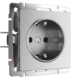 Розетка Werkel с заземлением и шторками серебряный матовый W1171165 4690389195587