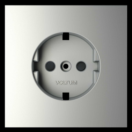Накладка для розетки с заземлением и защитными шторками S70 (сталь) Voltum VLS000705