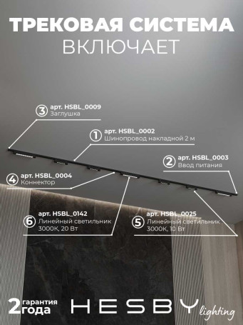 Трековая система со светильниками №11 однофазная накладная Hesby Lighting Skylite HSBL_kompl_S011_NI4B3K