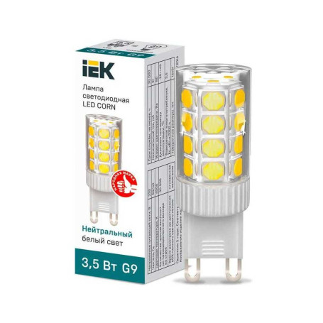 Лампа светодиодная IEK G9 3,5W 4000K прозрачная LLE-CORN-4-230-40-G9