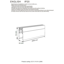 Шинопровод магнитный Crystal Lux CLT 0.113 01 L2000 WH
