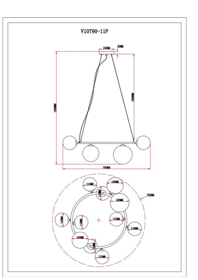 Подвесная люстра Moderli Renny V10790-11P