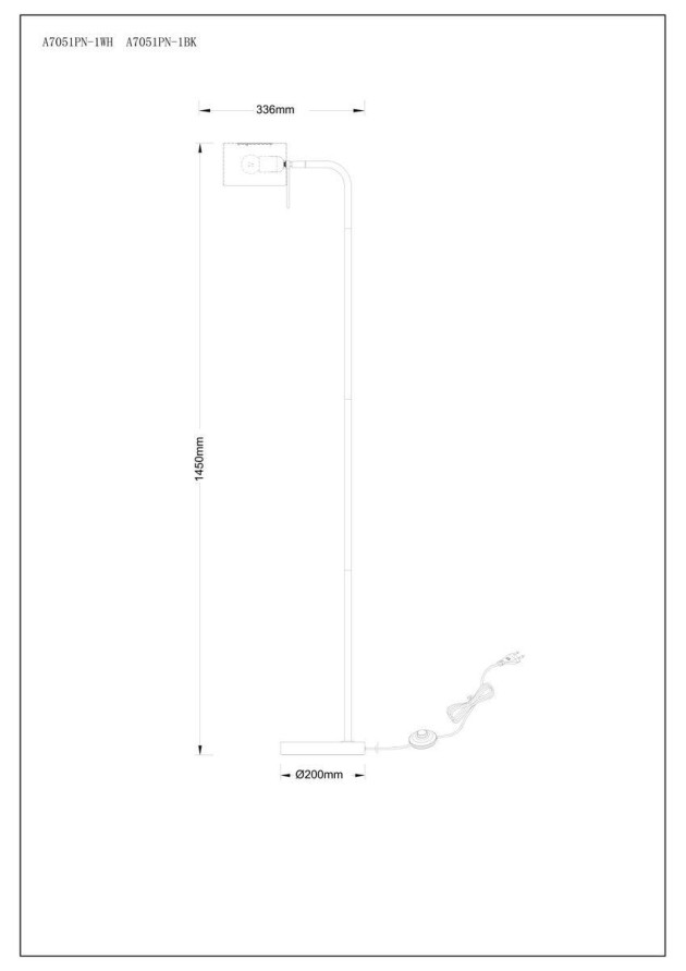 Торшер Arte Lamp Sebastian A7051PN-1BK