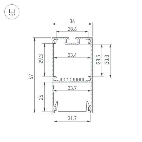 Профиль Arlight Line-S-3667-2000 Anod 041581