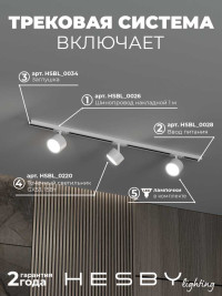 Накладная однофазная трековая система Hesby Lighting Skylite №13 со светильниками HSBL_kompl_S013_NI1W3K