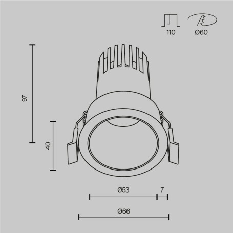 Встраиваемый светильник Maytoni Technical Dip DL116-10W-2.7K-B