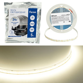 Светодиодная лента Feron 22W/m 240LED/m 2835SMD дневной белый 5М LS503 48830