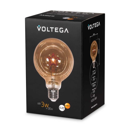 Лампа светодиодная филаментная Voltega 271 E27 3W 2700K янтарная 8520