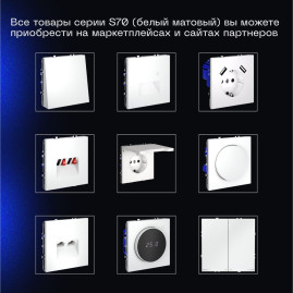 Проходной переключатель встраиваемый Voltum S70 двухклавишный 10А, (белый матовый) VLS020302