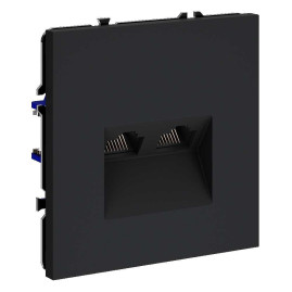 Розетка компьютерная встраиваемая Voltum S70 двойная RJ45+RJ45 кат.6, (графит) VLS060207