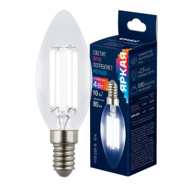 Лампа светодиодная Uniel E14 4W 4000K прозрачная LED-C35-4W/4000K/E14/CL GLY01TR UL-00011937