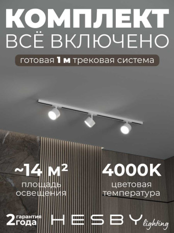 Накладная однофазная трековая система Hesby Lighting Skylite №13 со светильниками HSBL_kompl_S013_NI1W4K