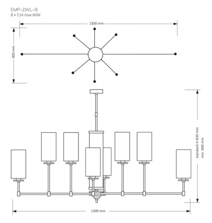 Подвесная люстра KUTEK MOOD Empoli EMP-ZWL-8(Z)