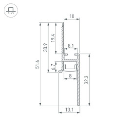 Профиль встраиваемый Arlight Plintus-Fantom-Bent-H20-Side-2000 Black 043673